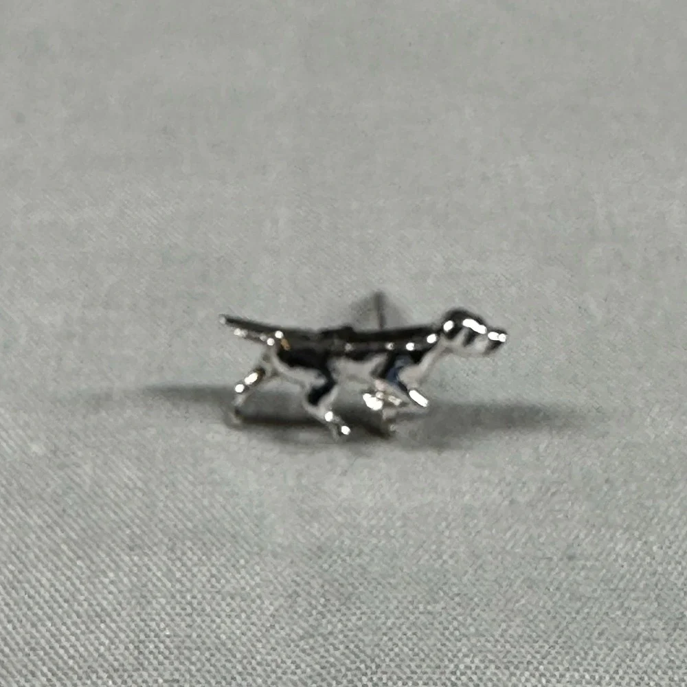 Dog Tie Tack with Chain Silver Tone Men's Lapel‎ & Tie Pin Accessory